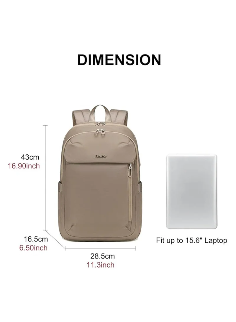 Chantria Khaki Premium Lightweight Laptop Backpack for Women Water Resistant Multifunctional Anti-Theft Daypack with Built in USB Port, CB00633, Khaki for Women | Best Price UAE