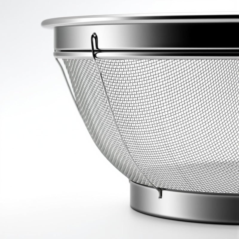 DOPMEP Fine Mesh Strainer for Kitchen, 4 Quart Stainless Steel Colander Bowl | Idea for Pasta, Rice, Fruit, Metal Net Baskets with Resting Base - Strain, Drain, Rinse - Image 3