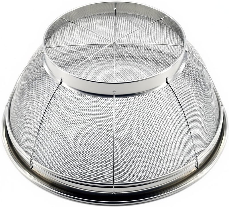 DOPMEP Fine Mesh Strainer for Kitchen, 4 Quart Stainless Steel Colander Bowl | Idea for Pasta, Rice, Fruit, Metal Net Baskets with Resting Base - Strain, Drain, Rinse - Image 2