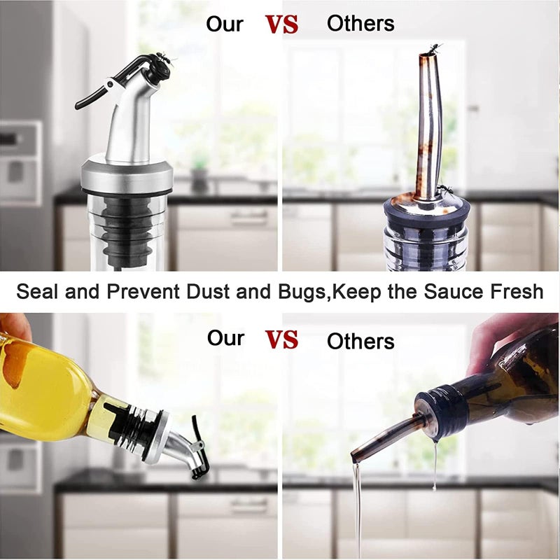 Maykela Oil Dispenser Bottles,Pack of 2 Cooking Oil and Vinegar Cruet,500ml Clear Glass Oil Bottle, Oil Pourer Spout,Cooking Oil Dispenser Bottles (Style-A) - Image 5