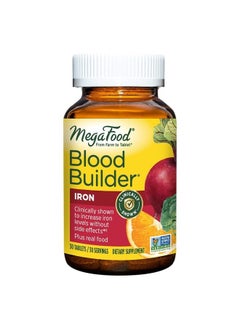 Blood Builder - Iron Supplement Clinically Shown to Increase Iron Levels Without Side Effects - Energy Support with Iron, Vitamins C and B12, and Folic Acid - Vegan - 30 Tabs
