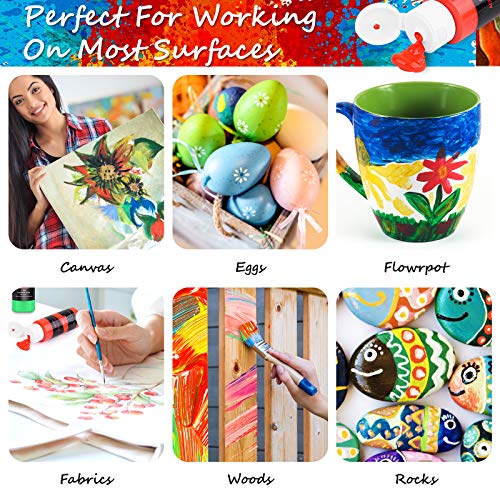 Caliart Acrylic Paint Set, 52 Colors (2oz/Bottle) with 4 Brushes, Art Craft Paints for Adults Artists Beginners Painters, Canvas Pumpkin Ceramic Wood Fabric Rock Painting Supplies Kit - Image 5