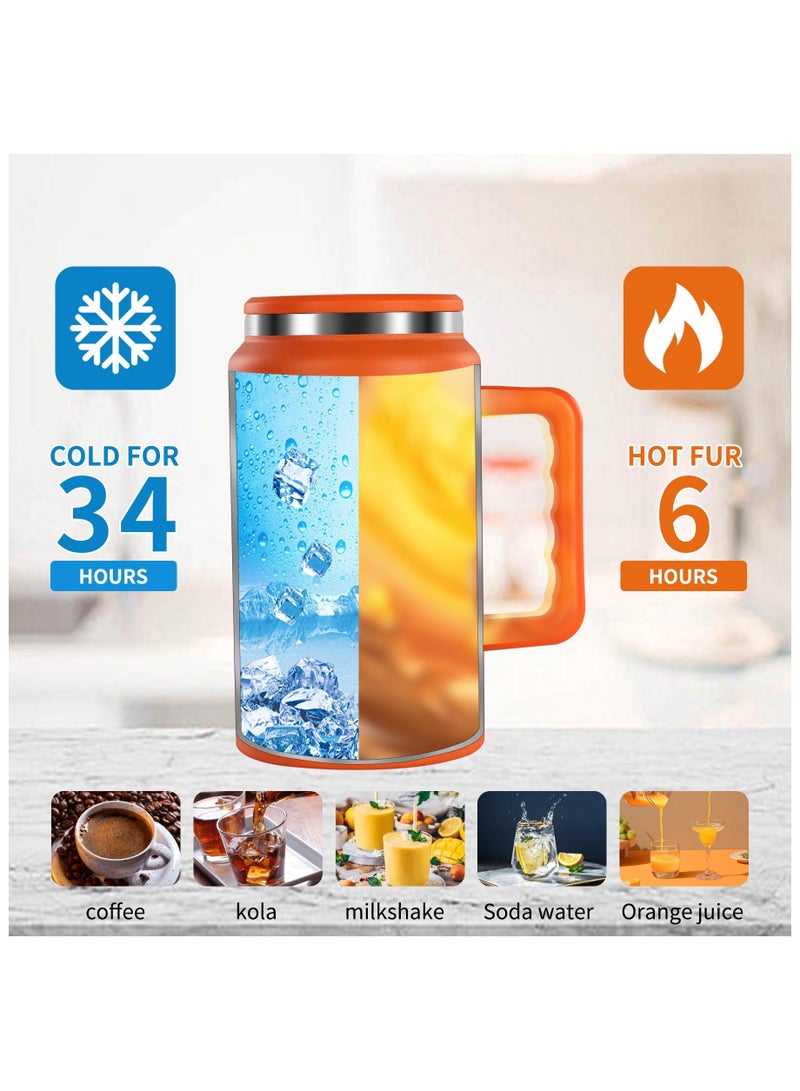 SYOSI Insulated Coffee, Mug 50 oz Tumbler with Handle - Metal Straws - Vacuum Insulated Tumbler Stainless Steel Insulated Cup Water Bottle Coffee Travel Mug Spill Proof Leak Proof Reusable Large Tumblers - Image 4