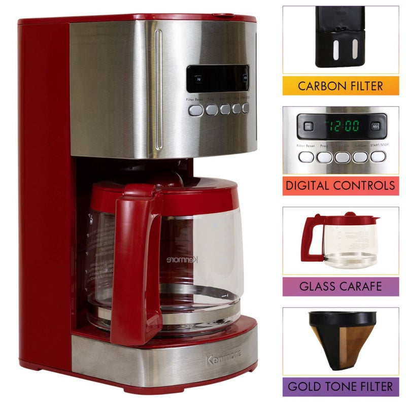 Kenmore 40707 12 Cup Programmable Coffee Maker in Red - Image 4