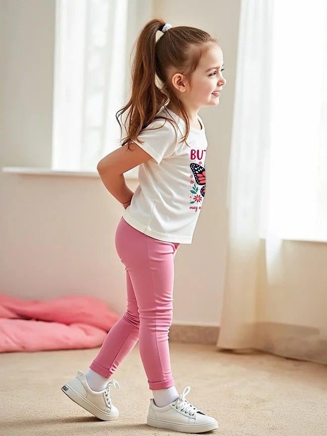 Take Two Take Two Kids Pink Butterfly Printed T-Shirt & Leggings 2 pcs Set