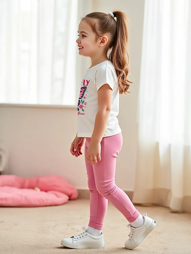 Take Two Take Two Kids Pink Butterfly Printed T-Shirt & Leggings 2 pcs Set