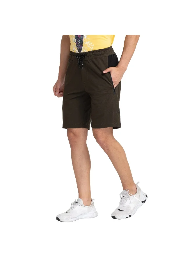بيينغ هيومان Mens Dark Olive Regular Fit Shorts