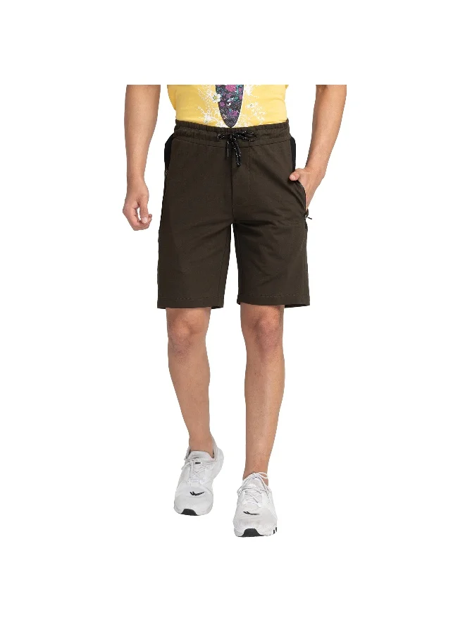 بيينغ هيومان Mens Dark Olive Regular Fit Shorts