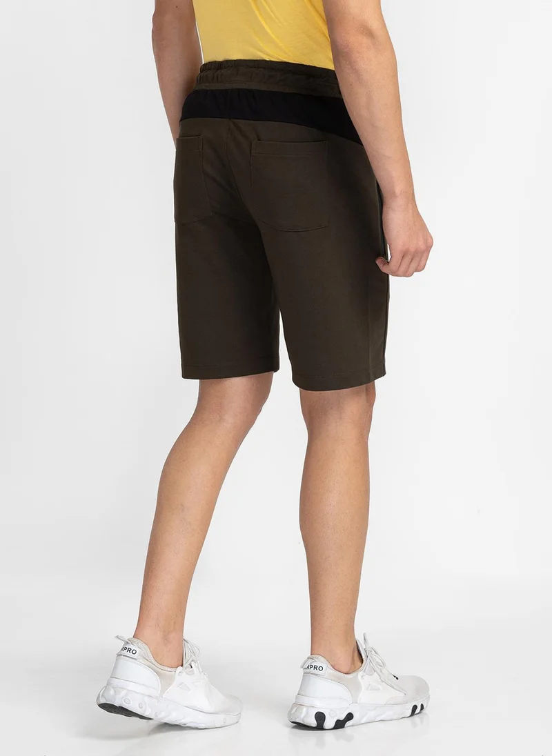 Being Human DARK OLIVE Men Mid-Rise Regular Fit Sports Shorts for Men | Best Price UAE