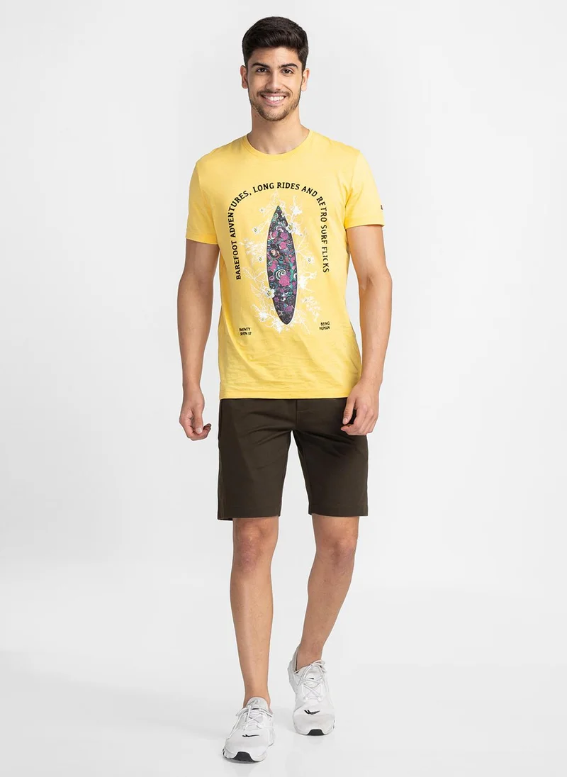 Being Human DARK OLIVE Men Mid-Rise Regular Fit Sports Shorts for Men | Best Price UAE
