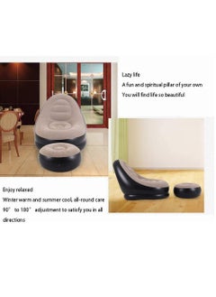 General 2-IN-1 Grey/Black Lounge Sofa Bed Set, Folding Portable Inflatable Lazy Flocking Recliner Chair with Footstool and Air Pump - Great for Pop Up Indoor and Outdoor Balcony, Backyard, Camping, Picnic, RV  - Image 5