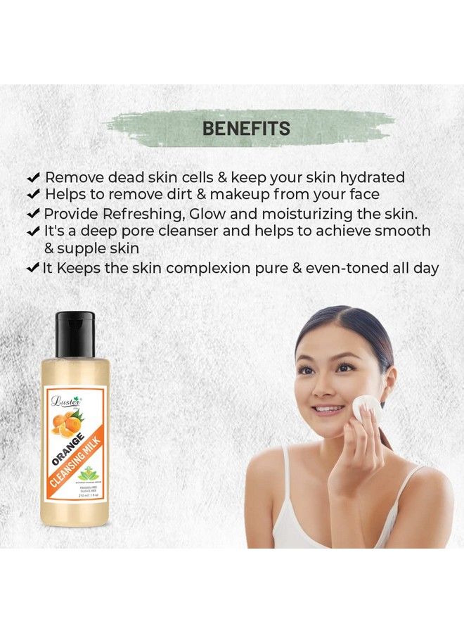 LUSTER Papaya Ultimate & Banana & Orange Deep Cleansing Milk; Combo; Makeup Remover; Facial Cleansing Milk (Paraben & Sulfate Free) 210 Ml (Pack Of 3) - Image 5