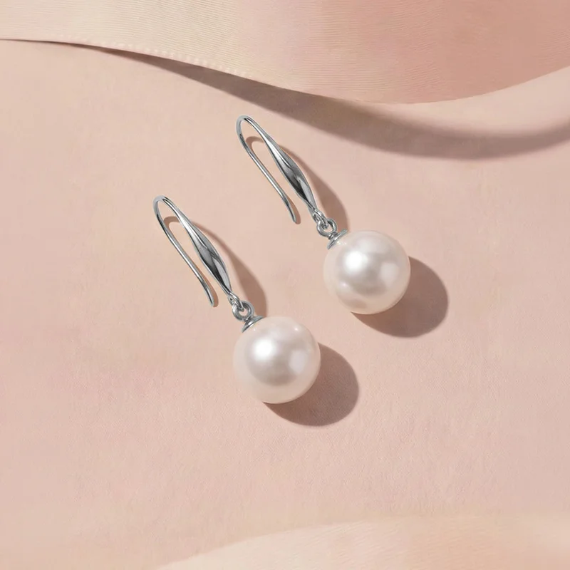 Palmonas Elegant Single Pearl Drop Earrings For Women - Waterproof & Anti-Tarnish