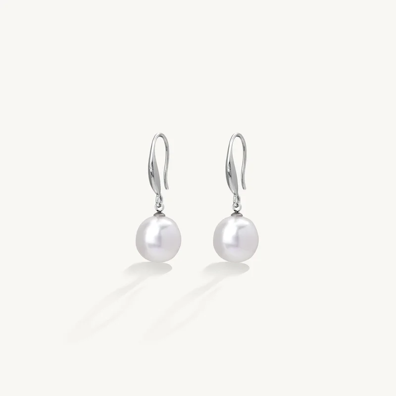 Palmonas Elegant Single Pearl Drop Earrings For Women - Waterproof & Anti-Tarnish