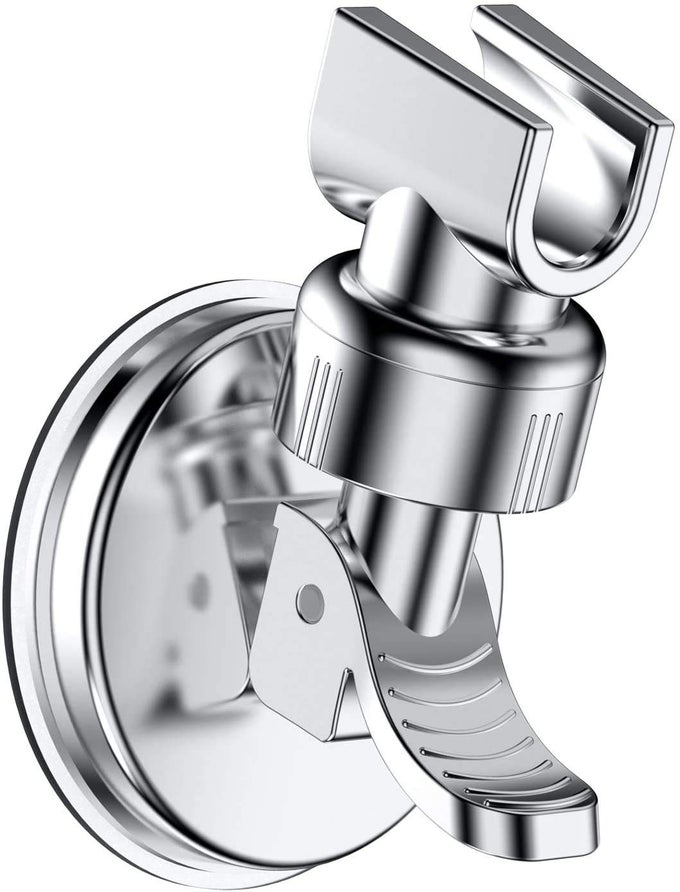 ADJUSTABLE SHOWER HEAD HOLDER BATHROOM SUCTION CUP HANDHELD SHOWER HEAD BRACKET REMOVABLE HANDHELD SHOWERHEAD WALL MOUNTED SUCTION BRACKET SILVER
