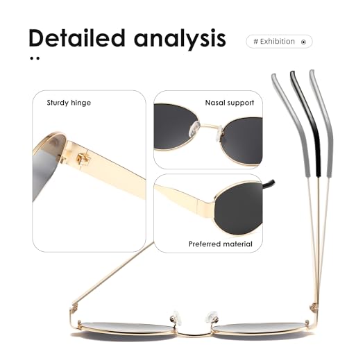 kimorn Retro Oval Sunglasses for Women Men Trendy Sun Glasses Classic Shades UV400 Protection K1653 (Gold/Black) - Image 5