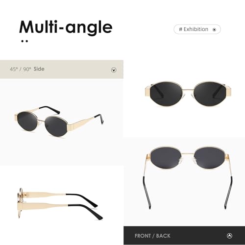 kimorn Retro Oval Sunglasses for Women Men Trendy Sun Glasses Classic Shades UV400 Protection K1653 (Gold/Black) - Image 4