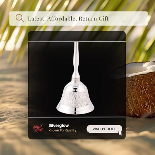 Silverglow Ghanti for Pooja & Other Rituals| Pure Silver Plated Bell for House & Temple Prayers | Puja Mandir Bell for Arti | Traditional Puja Item (Medium Size 2, 13cm Height) – 110 GMS - Image 5