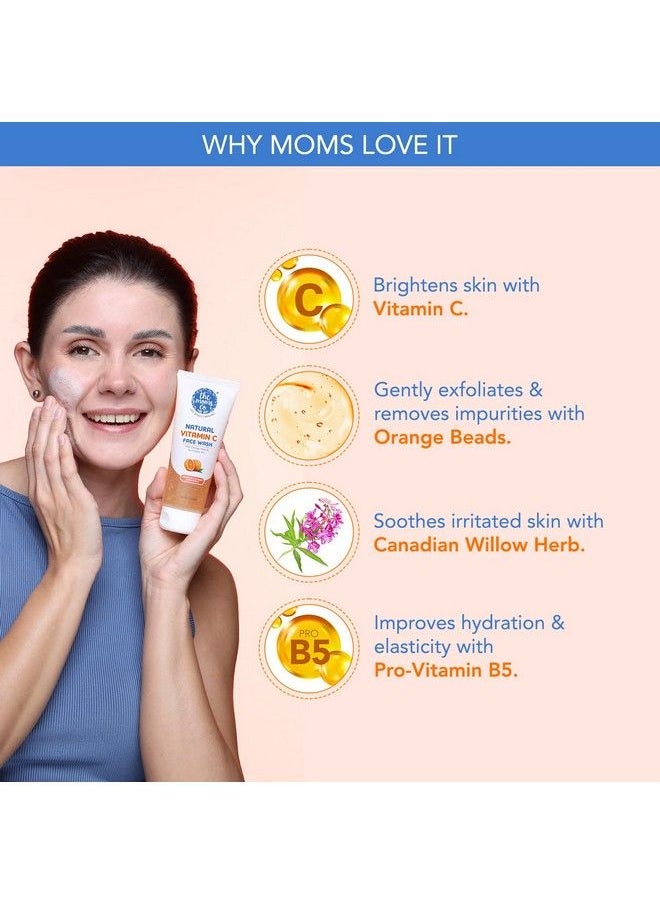 The Moms Co - غسول الوجه الطبيعي بفيتامين C للنساء والرجال، غسول الوجه الطبيعي البسيط؛ بشرة نظيفة ومتوهجة I مظهر خالٍ من الزيوت I خرز برتقالي وخالي من المواد الكيميائية I 80 مل - Image 1