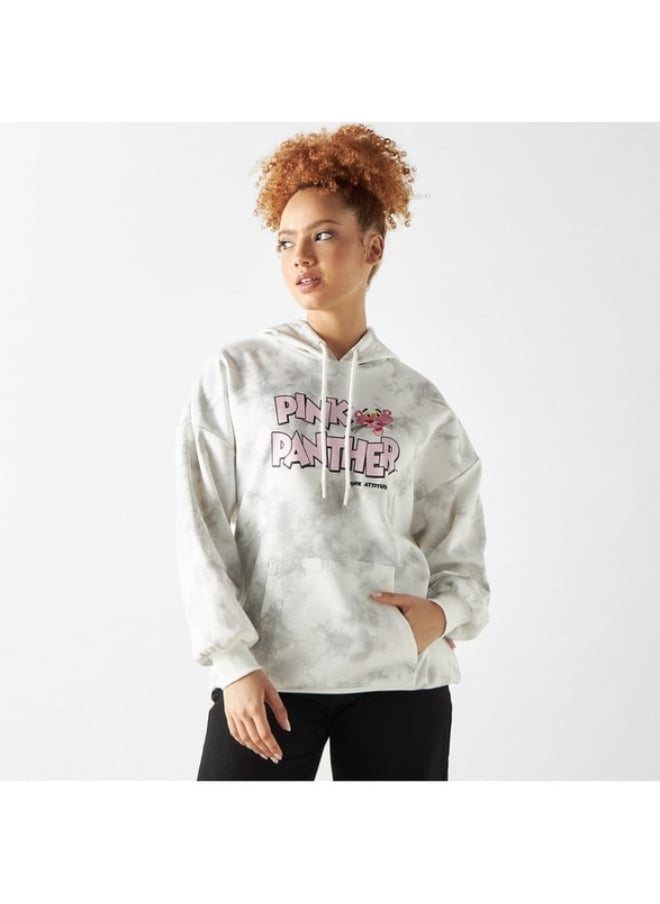 SP Characters Pink Panther Print Hoodie with Kangaroo Pocket and Long Sleeves  - Image 3