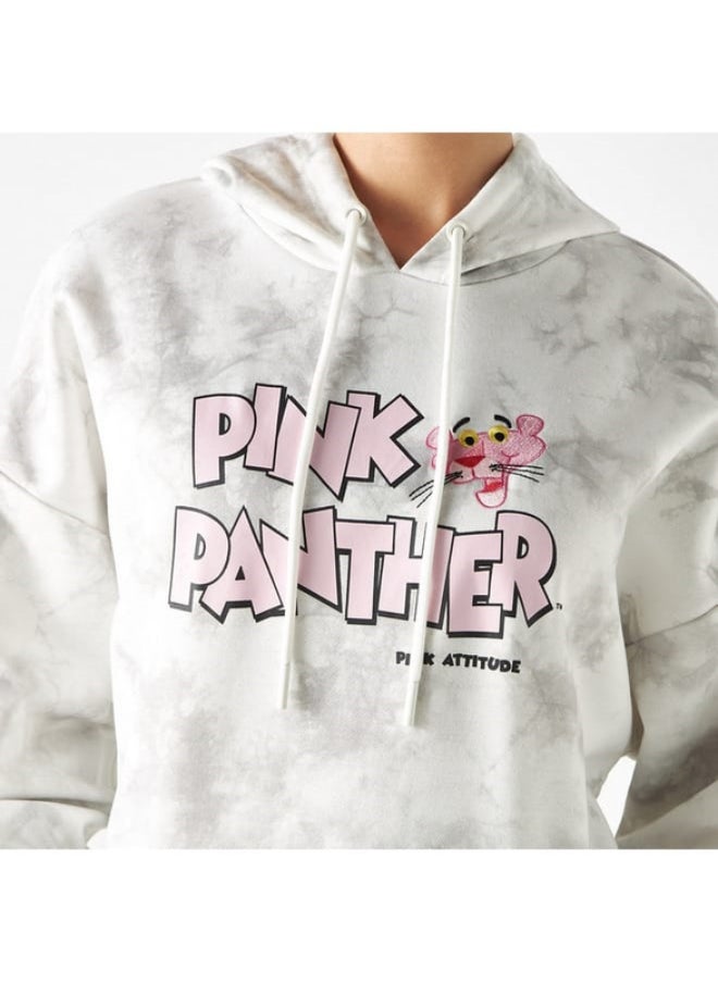 SP Characters Pink Panther Print Hoodie with Kangaroo Pocket and Long Sleeves  - Image 2