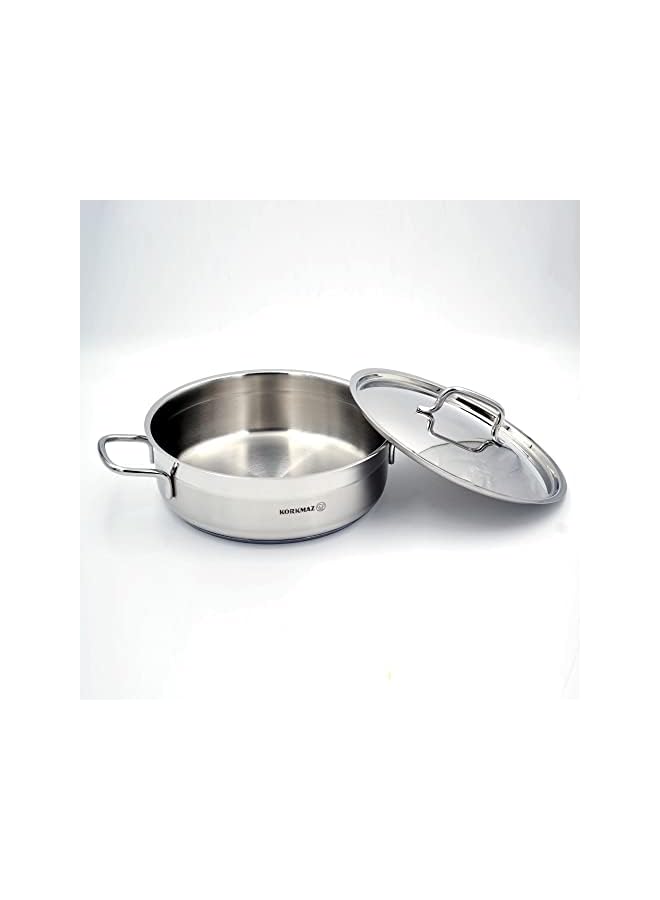 Korkmaz قدر ألفا 24x8 سم، 3.5 لتر، فضي، A1022 - Image 2