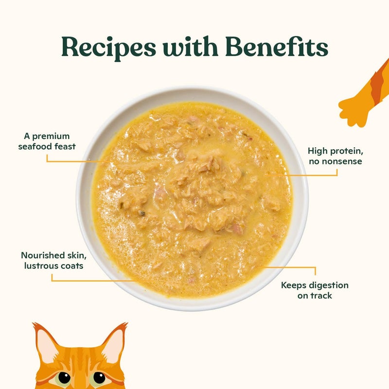 Made by Nacho Flaked Filets Recipe in Bone Broth, Grain-Free Chef's Selects Wet Food for Cats Balanced Diet in Naturally Hydrating Pumpkin-Infused Broth (3.0 oz (Pack of 12), Flaked Fish Variety Pack) - Image 2