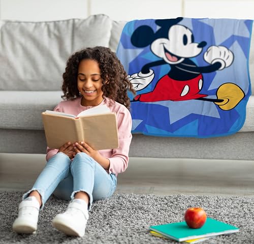 Jay Franco Kids Plush Throw Blanket – Soft & Cozy Fleece Throw for Bedroom & Couch Décor, Official Licensed Product, Blue - Mickey Mouse, 40x50 - Travel Blanket - Image 2