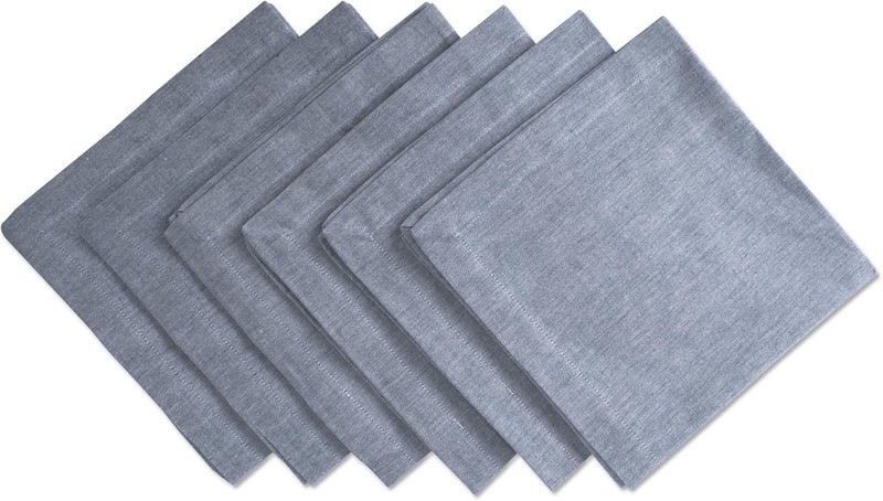 DII 100% Cotton, Chambray Napkin Set, Oversized Basic Everyday, Blue, 6 Piece - Image 1