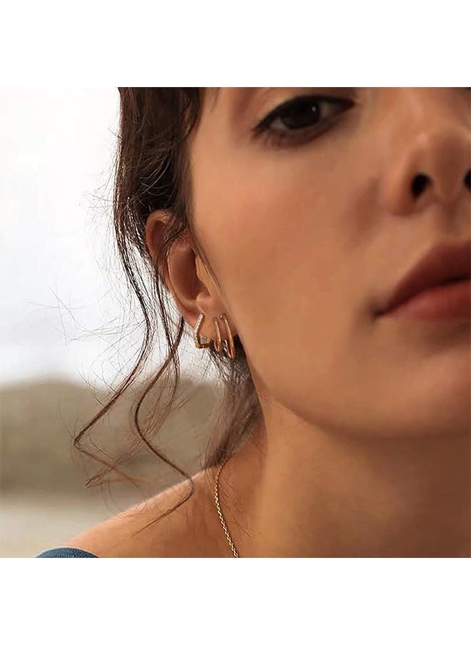 Mevecco - Women Hoop Earrings Gold Open C Shape 14K Gold Filled Small Simple Handmade Hypoallergenic Everyday Illusion Jewelry - Image 1