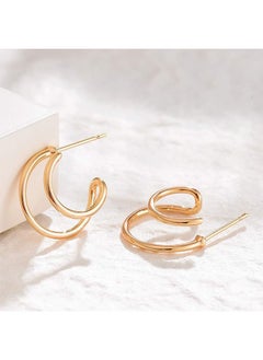 Mevecco Women Hoop Earrings Gold Open C Shape 14K Gold Filled Small Simple Handmade Hypoallergenic Everyday Illusion Jewelry  - Image 5