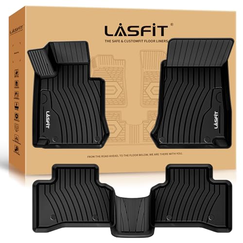 LASFIT Floor Mats Fits for Mercedes Benz GLC 2016-2022, GLC250/ GLC300/ GLC300e/ GLC350e/ GLC43 AMG/ GLC63 AMG/ GLC63 AMG S, All Weather TPE Car Liners, 1st & 2nd Row Set - Image 1