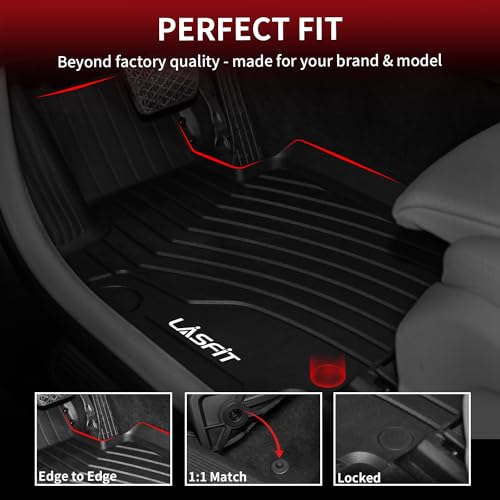 LASFIT Floor Mats Fits for Mercedes Benz GLC 2016-2022, GLC250/ GLC300/ GLC300e/ GLC350e/ GLC43 AMG/ GLC63 AMG/ GLC63 AMG S, All Weather TPE Car Liners, 1st & 2nd Row Set - Image 2
