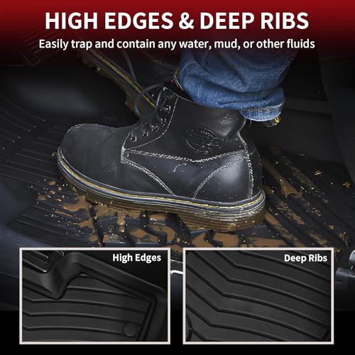 LASFIT Floor Mats Fits for Mercedes Benz GLC 2016-2022, GLC250/ GLC300/ GLC300e/ GLC350e/ GLC43 AMG/ GLC63 AMG/ GLC63 AMG S, All Weather TPE Car Liners, 1st & 2nd Row Set - Image 3