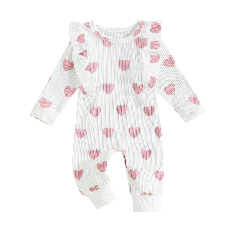 Gureui 3-6 Months Baby Girl First Outfit Heart Long Sleeve Romper Onesie Infant Bodysuit - Image 1