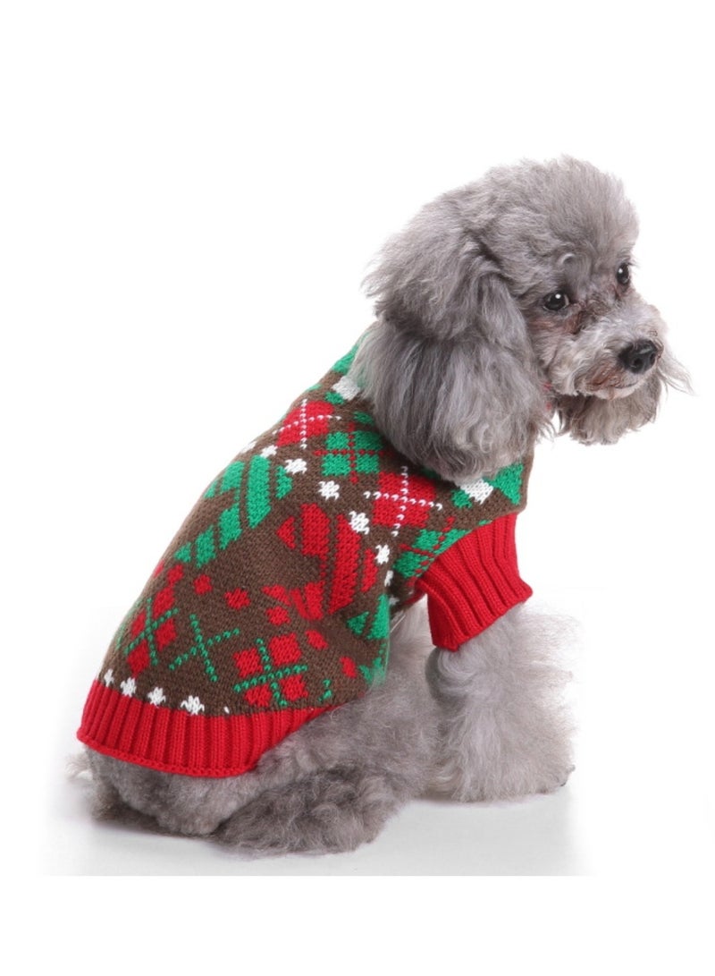 سترات عيد الميلاد للكلاب الصغيرة والمتوسطة - سترات دافئة وناعمة برأس مدبب للعب في الهواء الطلق، باللون الأحمر - Image 1