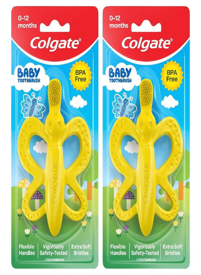 Colgate Baby Toothbrush and Teether, BPA Free â€“1 Count (Pack of 2)