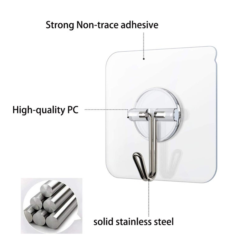 COLOGO Adhesive Hooks 20 Pack 22lb(Max) Adhesive Wall Hooks, Heavy Duty Self Adhesive Hooks for Kitchens, Bathroom, Office - Image 5