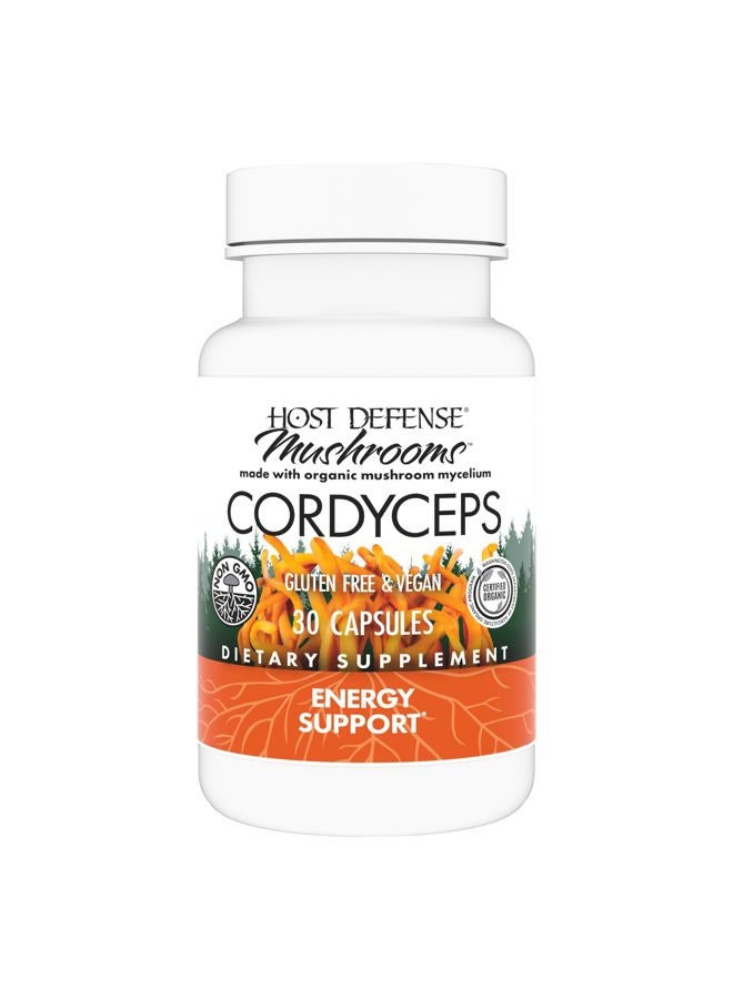 Host Defense Cordyceps Capsules - Immune & Energy Support Supplement - Kidney Health Supplement with Cordyceps - Fitness Support Supplement to Aid Oxygen Uptake - 30 Capsules (15 Servings)* - Image 1