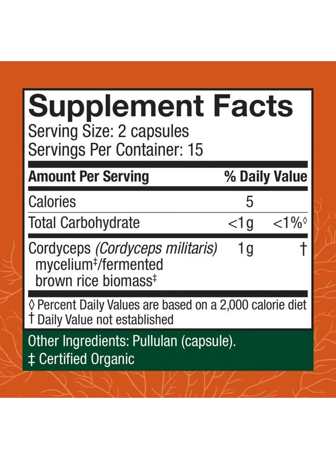 Host Defense Cordyceps Capsules - Immune & Energy Support Supplement - Kidney Health Supplement with Cordyceps - Fitness Support Supplement to Aid Oxygen Uptake - 30 Capsules (15 Servings)* - Image 2