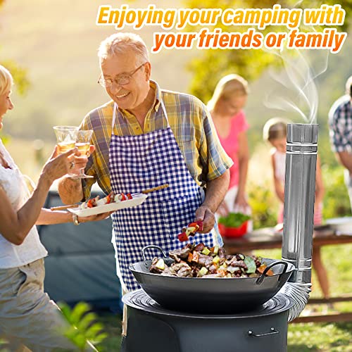 SelWatty Coal Wood Stove, 1 Set Of Multifunctional Portable Removable Iron Firewood Cooking Stove, Mobile Camping Stove for Outdoor Camping, Tent Heating, Fishing, Cooking (35 cm + 2 oven rings) - Image 5