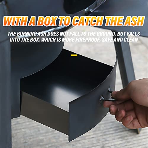 SelWatty Coal Wood Stove, 1 Set Of Multifunctional Portable Removable Iron Firewood Cooking Stove, Mobile Camping Stove for Outdoor Camping, Tent Heating, Fishing, Cooking (35 cm + 2 oven rings) - Image 4