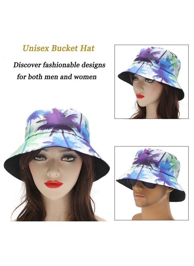 ZLYC Unisex Cute Print Bucket Hat Summer Travel Fisherman Cap for Women Men Teens (Palm Tree Print)  - Image 2
