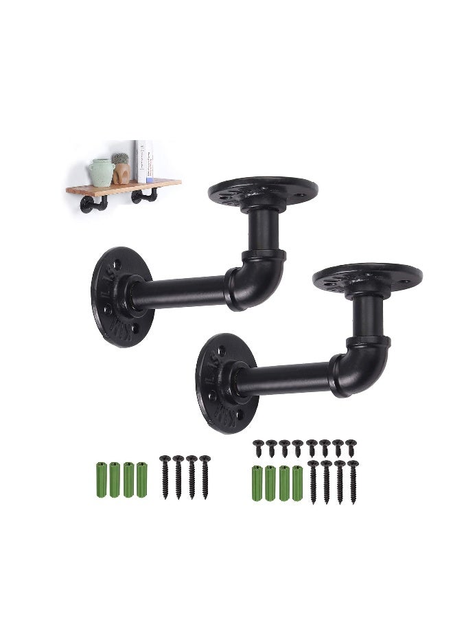 Industrial Pipe Shelf Brackets, KASTWAVE 2Pcs Industrial Pipe Floating Shelf Brackets Scaffold Board Shelf Brackets Pipe Floating Shelf Brackets for Bookshelf Scaffolding Board (15 X 8 cm)