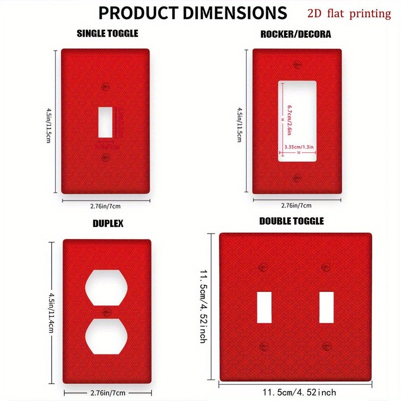 Duplex Red White Square Rectangle Light Switch Plate Cover Glossy Easy Install - Image 3