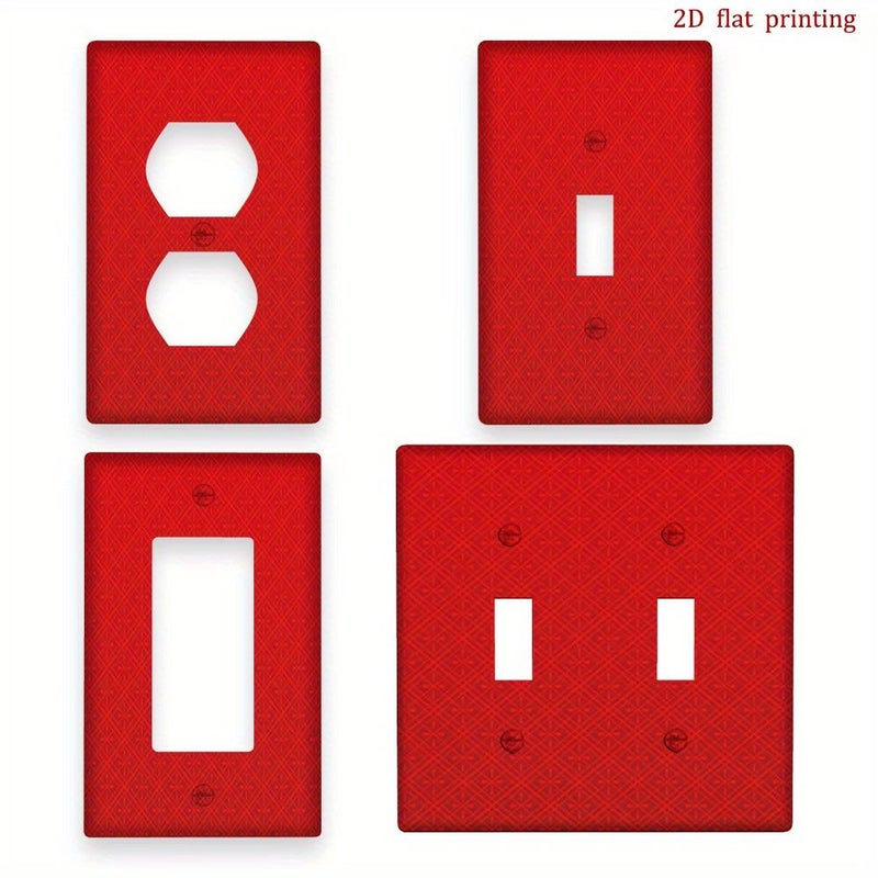 Duplex Red White Square Rectangle Light Switch Plate Cover Glossy Easy Install - Image 1