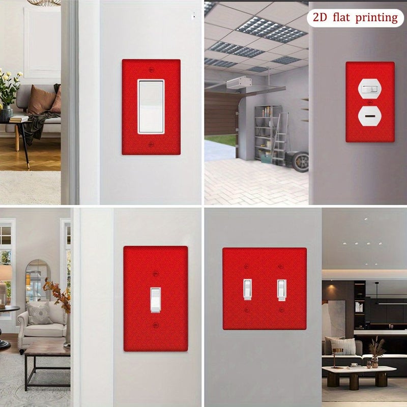 Duplex Red White Square Rectangle Light Switch Plate Cover Glossy Easy Install - Image 2