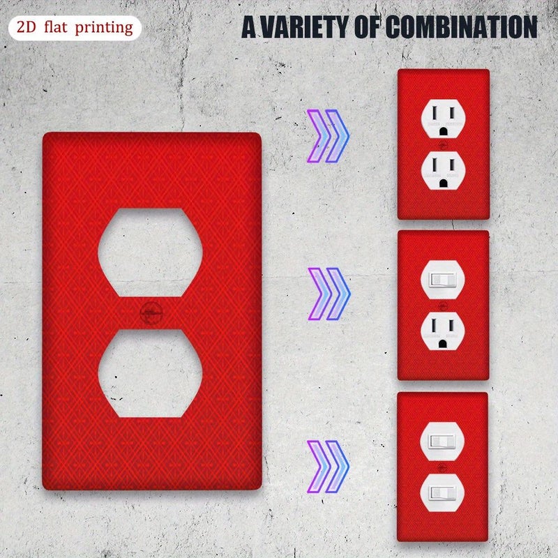 Duplex Red White Square Rectangle Light Switch Plate Cover Glossy Easy Install - Image 5