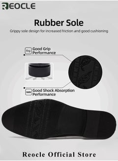 REOCLE Men's Leather Shoes Pointed Toe Boots Business Suit Shoes with Simple Buckle Design & Glossy Upper & Anti-slip Wear-resistant Soles Casual Comfortable Leather Shoes  - Image 5