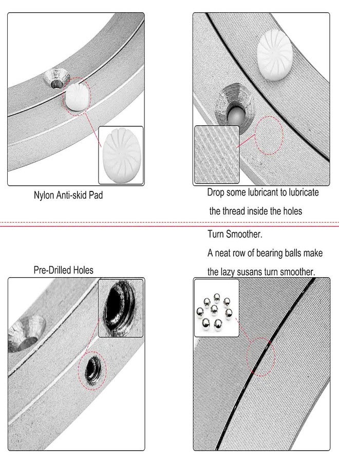 STARVAST 12 inch Aluminium Lazy Susan Turntable Bearing, STARVAST Heavy Duty Lazy Susan Hardware Round Rotating Bearing Turntable Base for Kitchen Dining Table (Load Capacity: 132-176 lbs) - Image 4